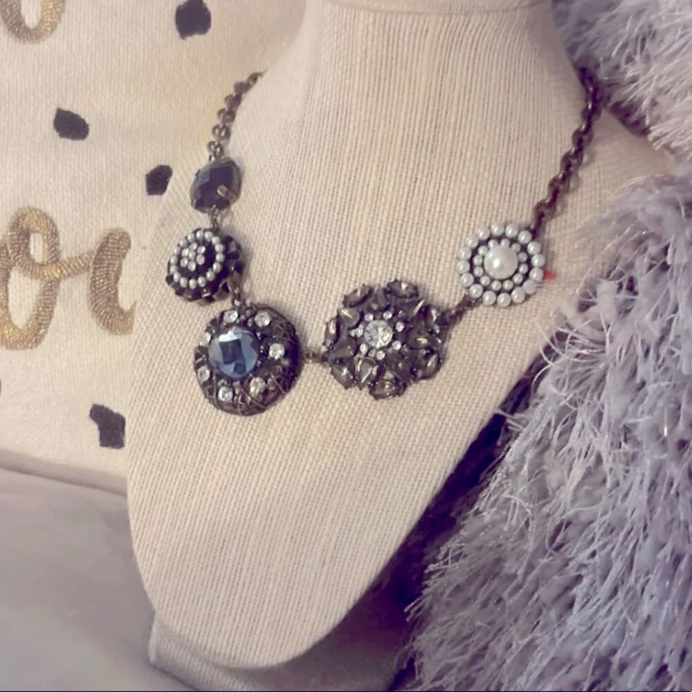 Lia Sophia antique steampunk Victorian glam chocked necklace statement